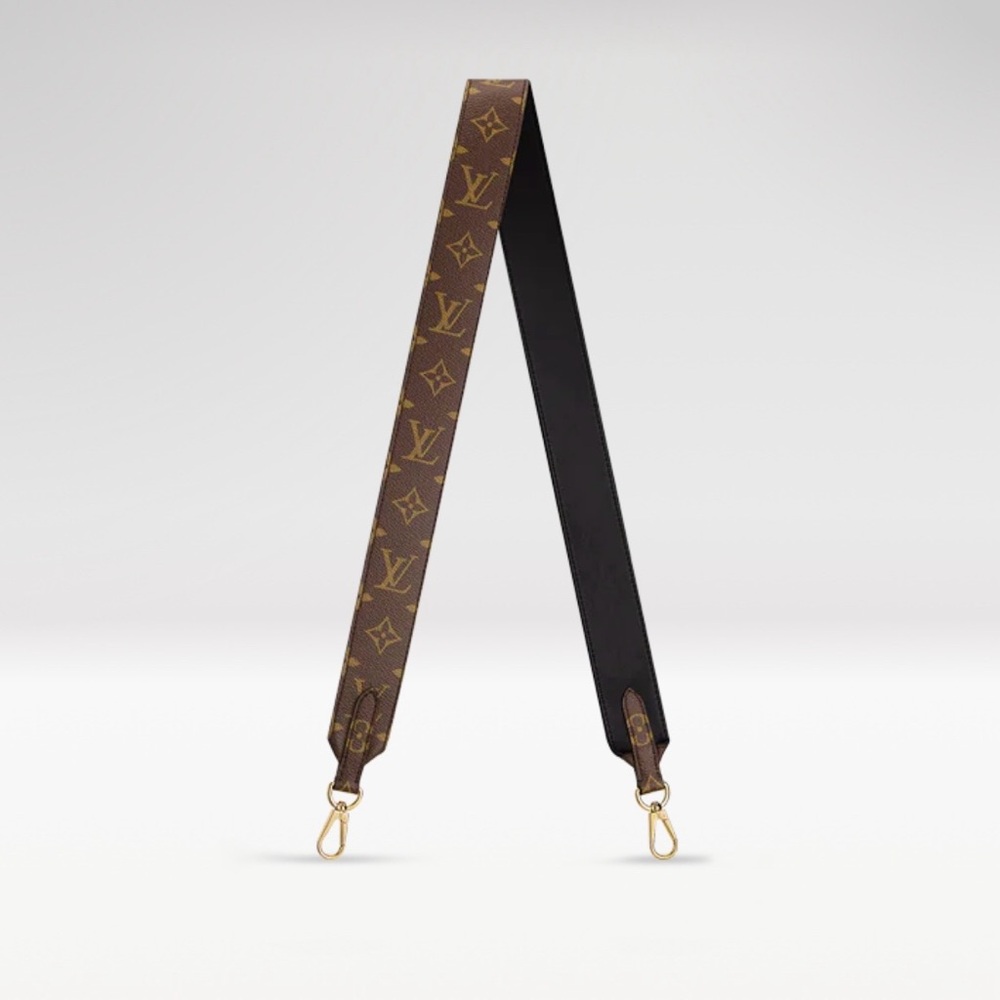 New Louis Vuitton Black and Brown Monogram Strap -  Authentic